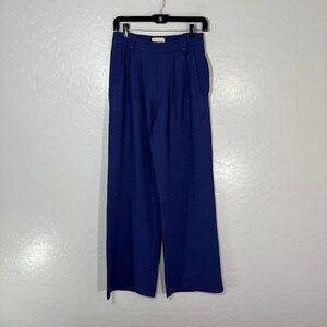 Sezane Pants Womens 36 Purple High Rise Wide Leg Pleated Trousers France Chic